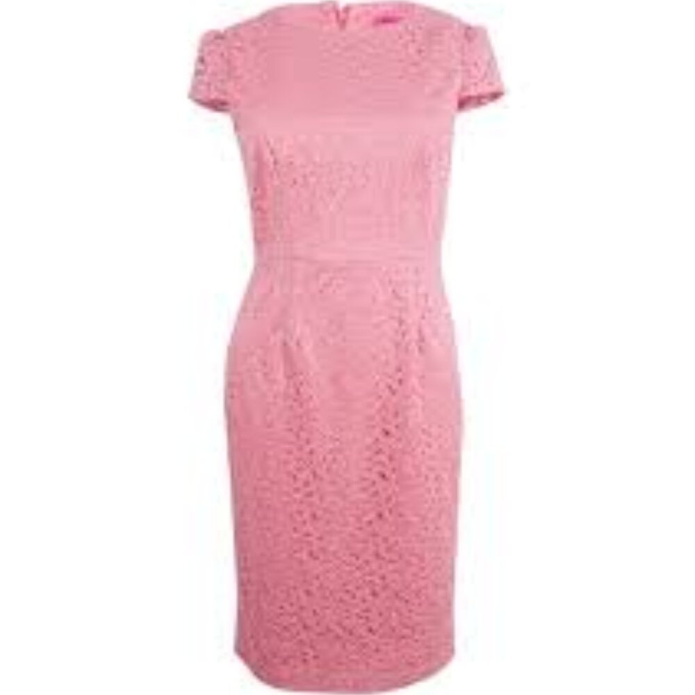 NWOT Betsey Johnson Women Dress Lace Pink Coral Cap Sleeve